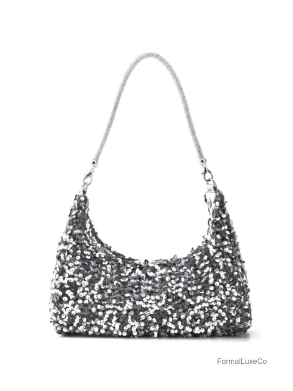 Sequin Evening Clutch Purse with Rhinestone Handle Sparkly Wristlet Wedding